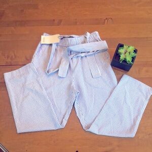 🐩🌺Zara striped Belted cotton pants size S